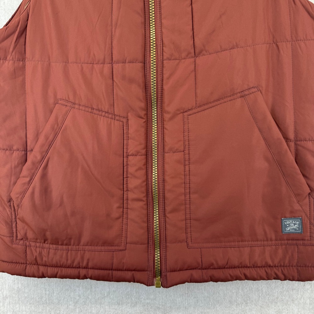 Weatherproof Vintage Mens Quilted Puffer Vest Burgundy Red Fleece Lined Large - Picture 6 of 7